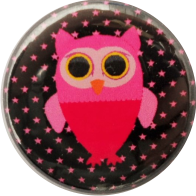 Eule Button pink Sterne - zum Schließen ins Bild klicken